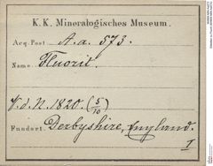 Etiketten zu Fluorit (NHMW-MIN-Aa573)